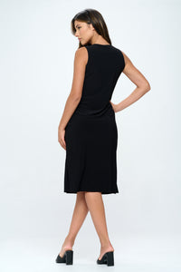 HIT V-Neck Midi Tank Dress with Side Slit-7080HT-TRS1