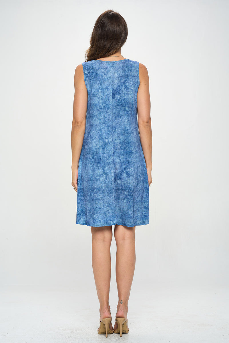 HIT V-Neck Bias Pocket Tank Dress-7088HT-TRD1-K-D003