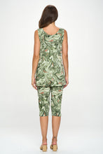 Load image into Gallery viewer, Two-Piece Sleeveless Top &amp; Capri Pant Set-9002BN-TRP1-W404
