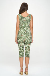 Two-Piece Sleeveless Top & Capri Pant Set-9002BN-TRP1-W404
