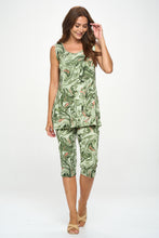 Load image into Gallery viewer, Two-Piece Sleeveless Top &amp; Capri Pant Set-9002BN-TRP1-W404
