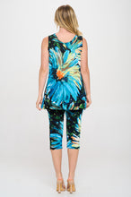 Load image into Gallery viewer, Two-Piece Sleeveless Top &amp; Capri Pant Set-9002BN-TRP1-W440
