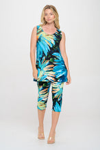 Load image into Gallery viewer, Two-Piece Sleeveless Top &amp; Capri Pant Set-9002BN-TRP1-W440
