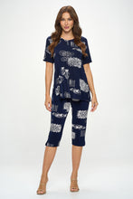 Load image into Gallery viewer, Two-Piece Short Sleeve Top &amp; Capri Pant Set- 9003BN-SRP1-W425
