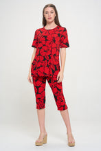 Load image into Gallery viewer, Two-Piece Short Sleeve Top &amp; Capri Pant Set- 9003BN-SRP1-W432
