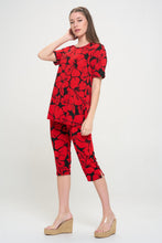 Load image into Gallery viewer, Two-Piece Short Sleeve Top &amp; Capri Pant Set- 9003BN-SRP1-W432
