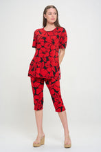 Load image into Gallery viewer, Two-Piece Short Sleeve Top &amp; Capri Pant Set- 9003BN-SRP1-W432
