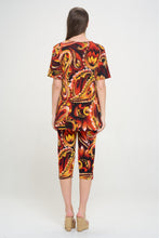 Load image into Gallery viewer, Two-Piece Short Sleeve Top &amp; Capri Pant Set- 9003BN-SRP1-W435
