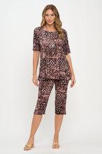 Load image into Gallery viewer, Two-Piece Short Sleeve Top &amp; Capri Pant Set- 9003BN-SRP1-W468
