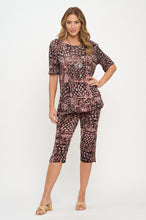 Load image into Gallery viewer, Two-Piece Short Sleeve Top &amp; Capri Pant Set- 9003BN-SRP1-W468
