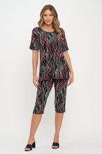 Load image into Gallery viewer, Two-Piece Short Sleeve Top &amp; Capri Pant Set- 9003BN-SRP1-W469
