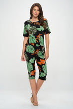 Load image into Gallery viewer, Two-Piece Short Sleeve Top &amp; Capri Pant Set- 9003BN-SRP1-W389
