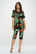 Load image into Gallery viewer, Two-Piece Short Sleeve Top &amp; Capri Pant Set- 9003BN-SRP1-W389
