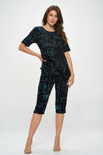 Load image into Gallery viewer, Two-Piece Short Sleeve Top &amp; Capri Pant Set- 9003BN-SRP1-W401
