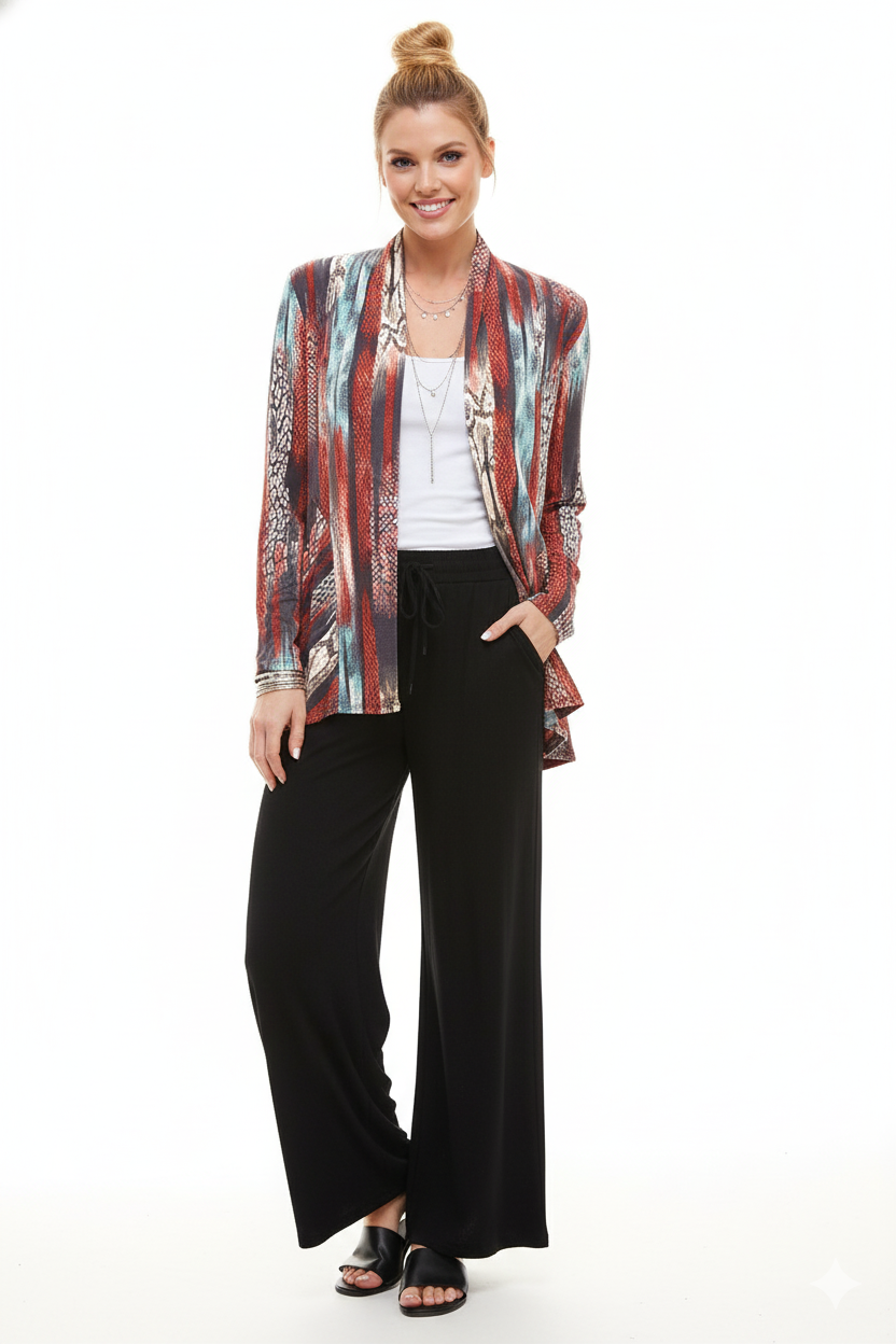 Stretchy Print Mid Cut Jacket Long Sleeve Print-4028BN-LRP1-W249 - Jostar Online