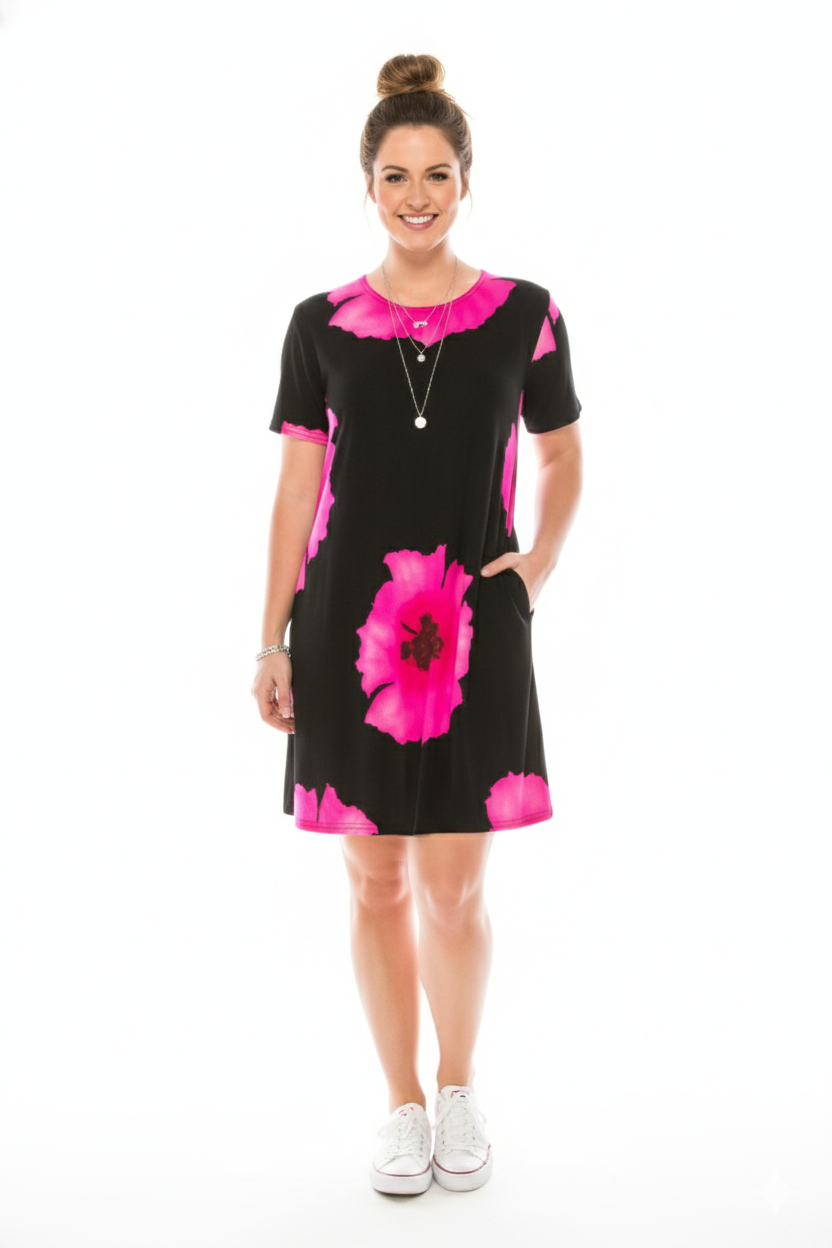 Print Missy Dress Short Sleeve-7004BN-SRP1-W113 - Jostar Online