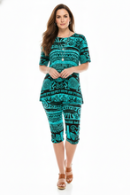 Load image into Gallery viewer, Two-Piece Short Sleeve Top &amp; Capri Pant Set-9003BN-SRP1-W901 - Jostar Online
