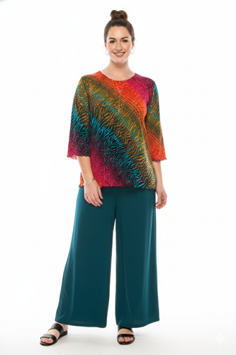 Plus Size Stretchy Merrow Top Quarter Sleeve-1058BN-QXP1-W182 - Jostar Online