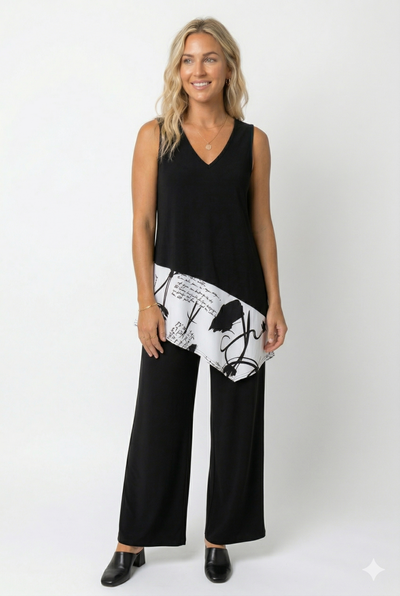 Chic Contrast V-Neck Sleeveless Tank-2062HT-TRP1-C-W494