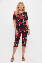 Load image into Gallery viewer, Two-Piece Short Sleeve Top &amp; Capri Pant Set- 9003BN-SRP1-W496
