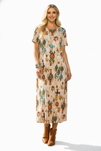 Load image into Gallery viewer, Stretchy Long Dress Short Sleeve Print, 7002BN-SRP1-W317
