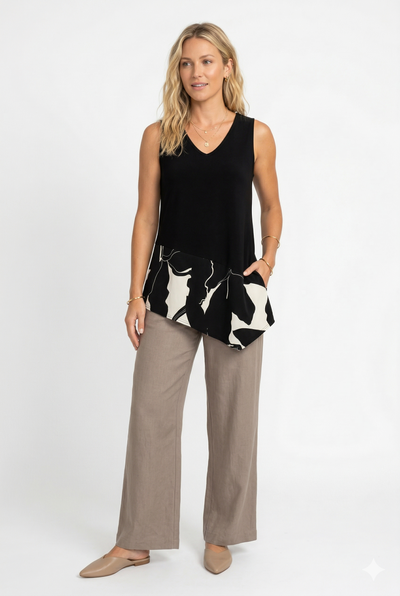 Chic Contrast V-Neck Sleeveless Tank-2062HT-TRP1-C-W491