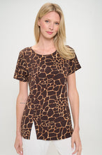 Load image into Gallery viewer, HIT Round Neck Short Sleeve Slit Top-3079HT-SRP1-W406
