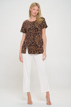 Load image into Gallery viewer, HIT Round Neck Short Sleeve Slit Top-3079HT-SRP1-W406
