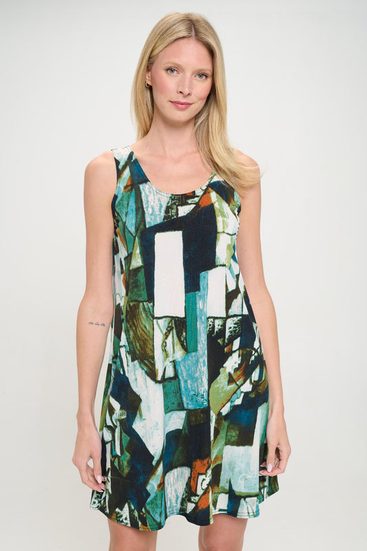 Print Missy Tank Dress Sleeveless Prints - 7003HT-TRP1-W427