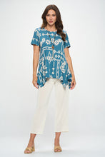 Load image into Gallery viewer, Print Handkerchief Hem Top-3088BG-SRP1-W372
