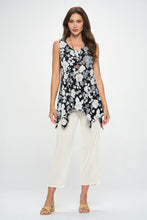 Load image into Gallery viewer, Floral Puff  Print Shark Bite Hem Tank- 2057HT-TRP1-W355
