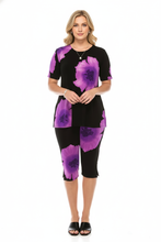 Load image into Gallery viewer, Two-Piece Short Sleeve Top &amp; Capri Pant Set-9003BN-SRP1-W113
