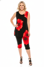 Load image into Gallery viewer, Two-Piece Sleeveless Top &amp; Capri Pant Set-9002BN-TRP1-W113
