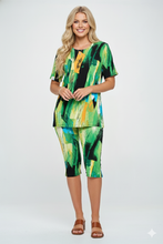 Load image into Gallery viewer, Two-Piece Short Sleeve Top &amp; Capri Pant Set- 9003BN-SRP1-W379

