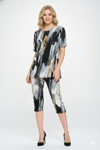 Load image into Gallery viewer, Two-Piece Short Sleeve Top &amp; Capri Pant Set- 9003BN-SRP1-W379
