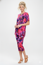 Load image into Gallery viewer, Two-Piece Short Sleeve Top &amp; Capri Pant Set- 9003BN-SRP1-W438

