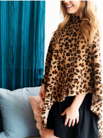 Leopard Faux Fur Poncho