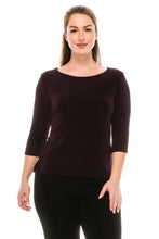 Load image into Gallery viewer, Jostar Women&#39;s Non Iron Quarter Sleeve Scoop Top-134AY-QRS1 - Jostar Online
