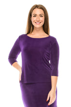 Load image into Gallery viewer, Jostar Women&#39;s Non Iron Quarter Sleeve Scoop Top-134AY-QRS1 - Jostar Online
