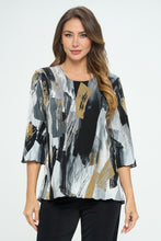 Load image into Gallery viewer, Plus Size Stretchy Merrow Top Quarter Sleeve -1058BN-QXP1-W379

