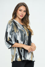 Load image into Gallery viewer, Plus Size Stretchy Merrow Top Quarter Sleeve -1058BN-QXP1-W379
