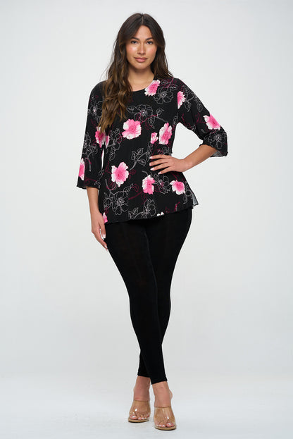 Plus Size Stretchy Merrow Top Quarter Sleeve -1058BN-QXP1-W380