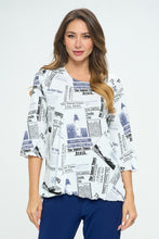 Load image into Gallery viewer, Stretchy Merrow Top Quarter Sleeve Print Plus, 1058BN-QXP-W383
