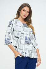 Load image into Gallery viewer, Stretchy Merrow Top Quarter Sleeve Print Plus, 1058BN-QXP-W383
