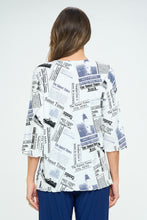 Load image into Gallery viewer, Stretchy Merrow Top Quarter Sleeve Print Plus, 1058BN-QXP-W383
