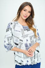 Load image into Gallery viewer, Stretchy Merrow Top Quarter Sleeve Print Plus, 1058BN-QXP-W383
