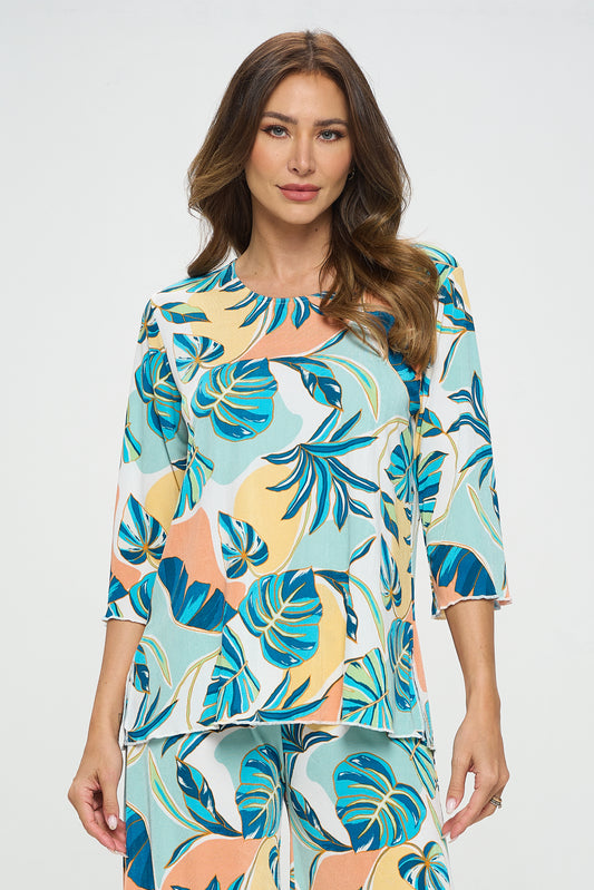 Plus Size Stretchy Merrow Top Quarter Sleeve -1058BN-QXP1-W390