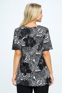 Stretchy Vented Top Short Sleeve Printed, 2042BN-SRP1-W325