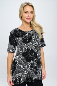 Stretchy Vented Top Short Sleeve Printed, 2042BN-SRP1-W325