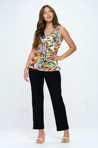 BNS V-Neck Print Tank Top-2056BN-TRP1-W329